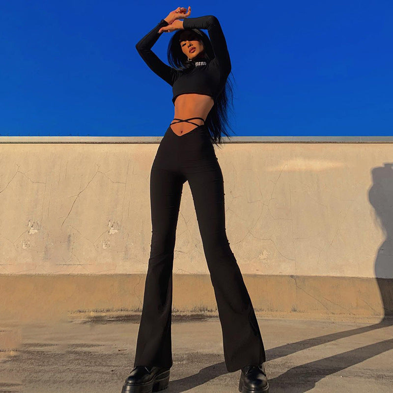 Damen Figurbetonter Jumpsuit mit seitlichem Schlitz und langem Bein EB
