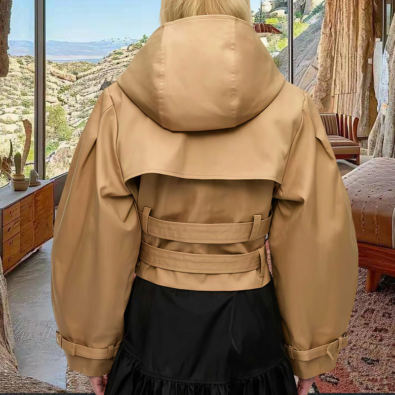 Damen Innovative Utility-Jacke mit weit geschnittenen Ärmeln und Gürtel EB