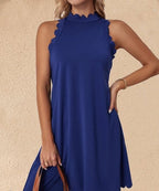Damen Elegantes ärmelloses Freizeitkleid mit skulpturalem Ausschnitt EB