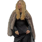 Damen Kunstpelzjacke mit voluminösen Ärmeln EB