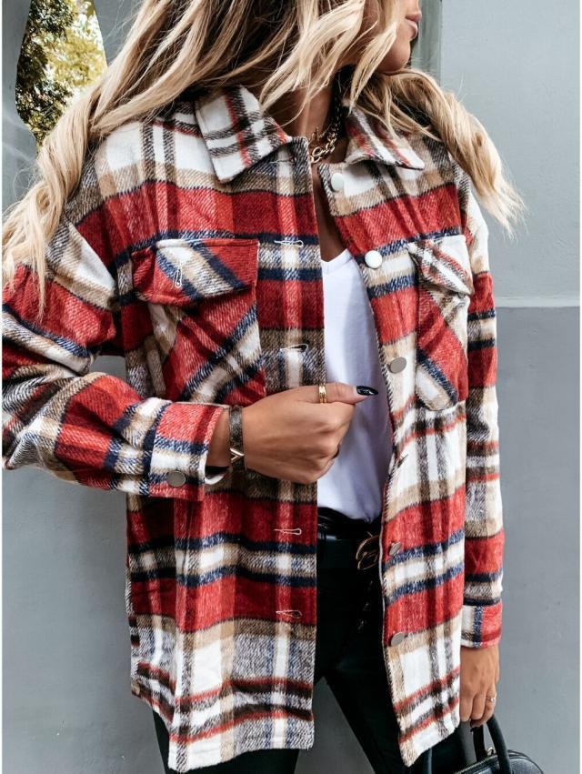 Damen Karierte Overshirt-Jacke aus weichem Flanell EB