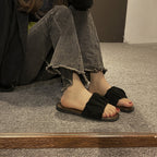 Damen Bequeme Mules mit dekorativem Riemendesign EB
