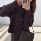 Damen Grobstrick-Cardigan mit Knopfdetails und Zopfmuster EB