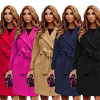 Damen eleganter Trenchcoat mit Gürtel und Taschen EB
