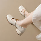 Damen Ballerinas mit elegantem Riemchen und modischem Blockabsatz EB
