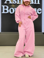 Damen Sportlicher Fleece-Jumpsuit mit hohem Kragen und trendiger Silhouette EB