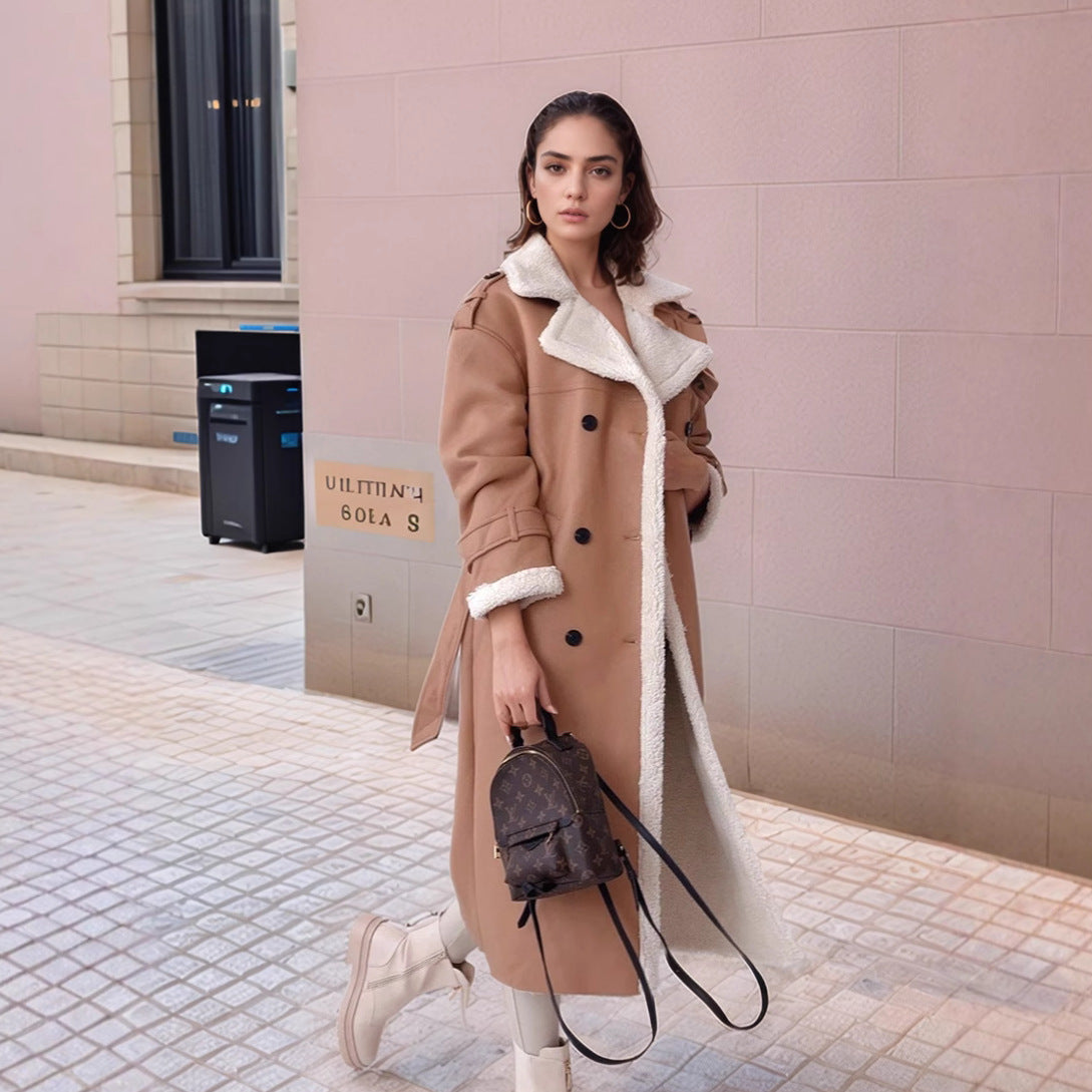 Damen Langer Teddy-Trenchcoat EB