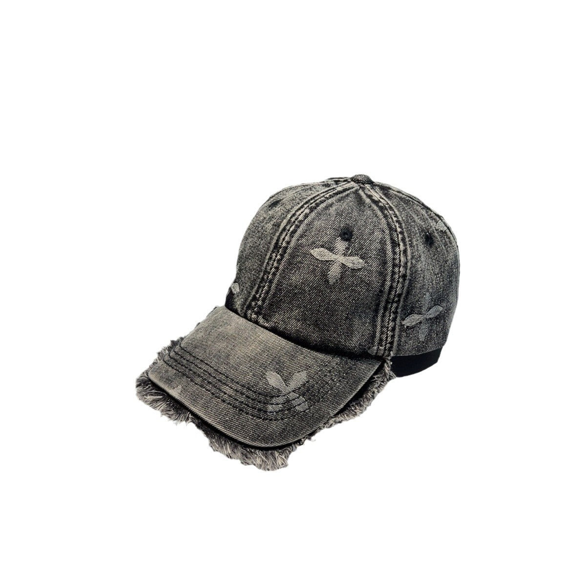 Unisex Distressed Denim Frayed Cap