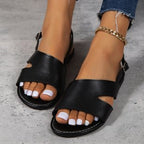 Damen bequeme Sandalen mit offenem Design und verstellbarem Riemen EB