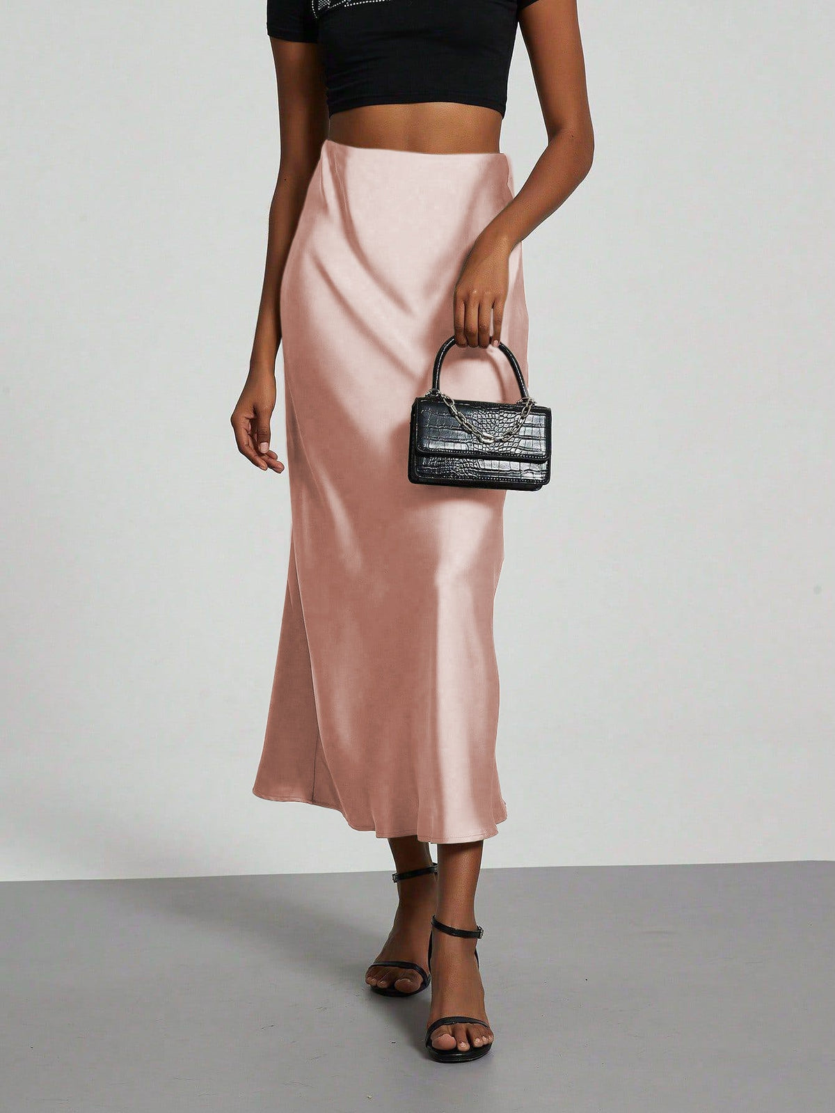 Damen Elegante und fließende Satin Maxiröcke EB
