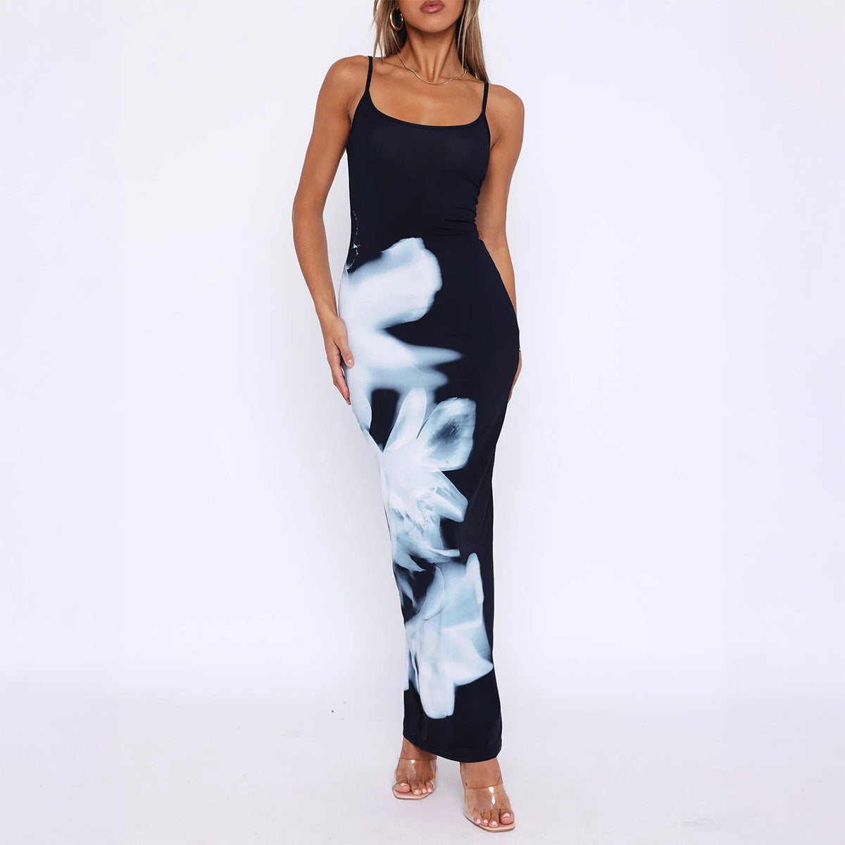 Damen Elegantes Lang-Kleid mit floralen Akzenten EB