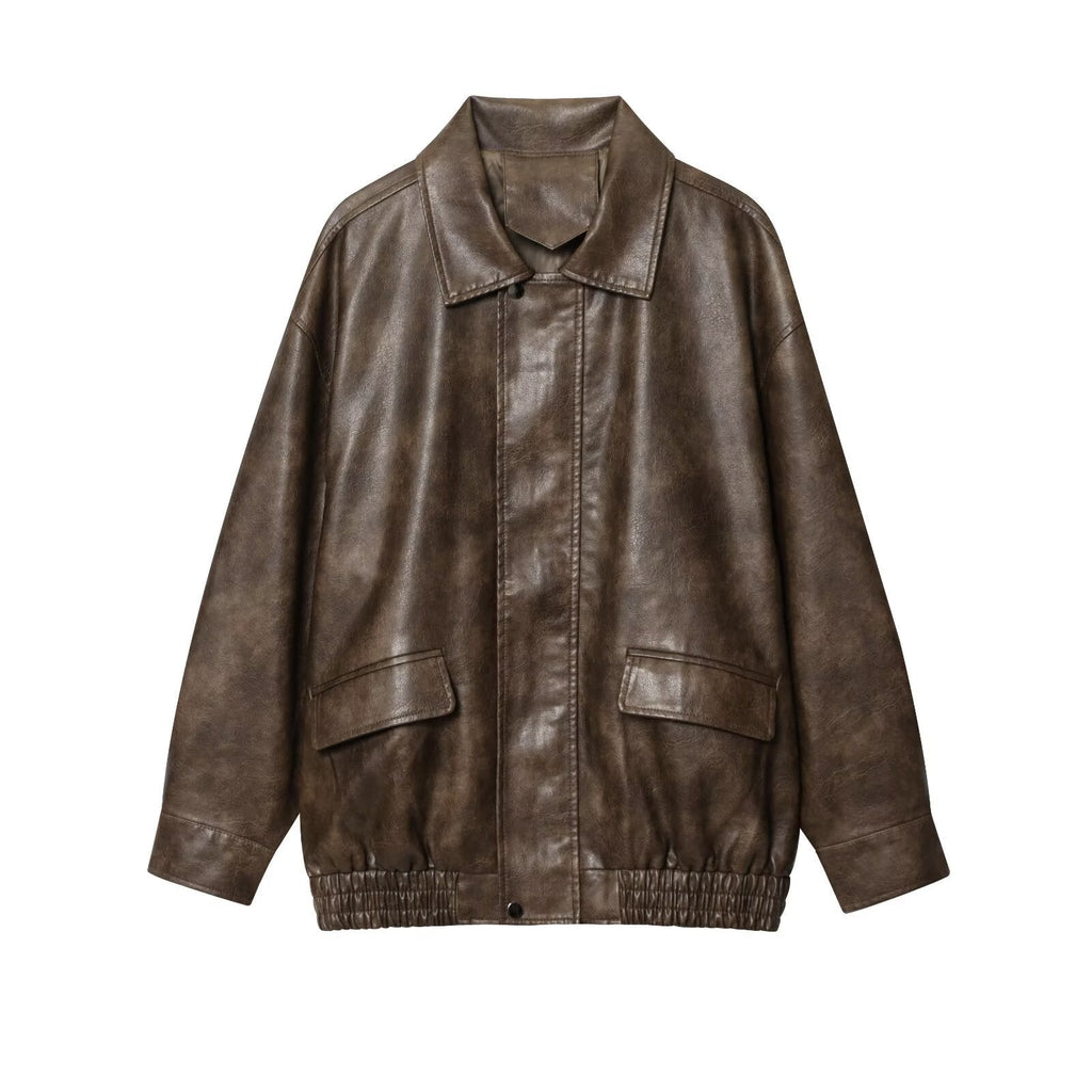 Damen elegante Kunstlederjacke EB