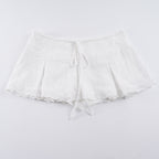 Damen kurzer Oberrock mit verstellbarem Bund und floralem Stickdesign EB