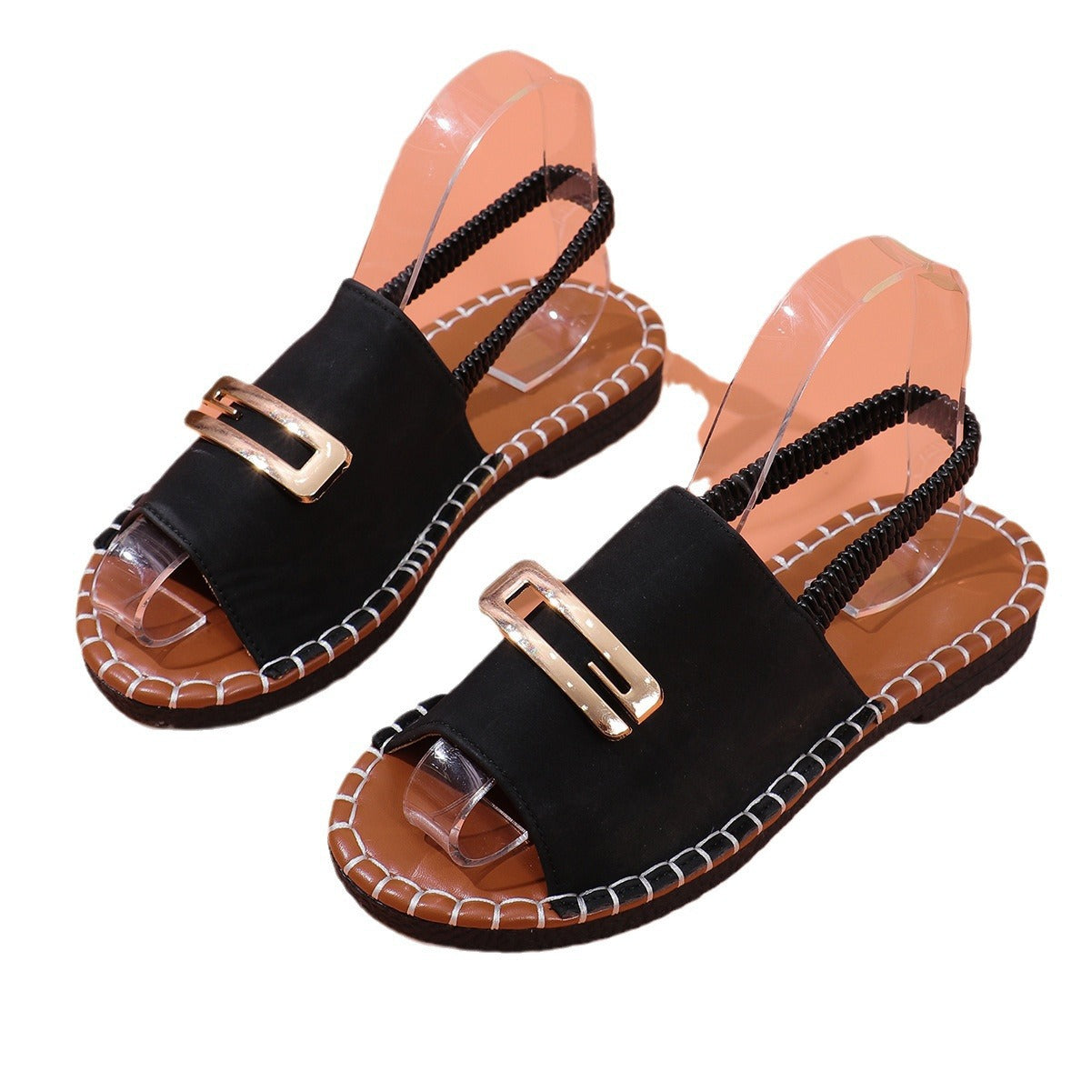 Damen Bequeme Open-Toe Sandalen mit modischem Schnallen-Detail EB