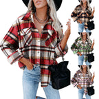 Damen Karierte Overshirt Jacke EB