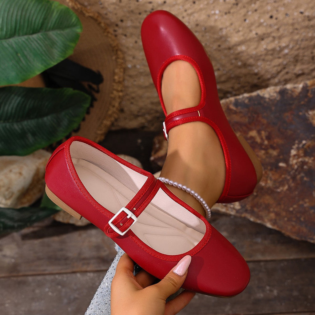 Damen Ballerinas mit praktischem Schnallenverschluss und bequemer Sohle EB