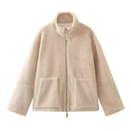 Damen Fleecejacke mit hohem Kragen und Reißverschluss EB
