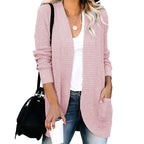 Damen legerer Strickmantel mit Taschen und offenen Front EB
