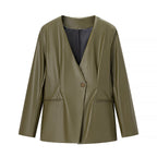 Damen elegante Kunstlederjacke EB