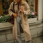 Damen eleganter Wollmantel mit praktischem Gürtel EB