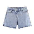 Damen Jeansshorts im lässigen Vintage-Stil mit hohem Bund und seitlichen Schlitzen EB