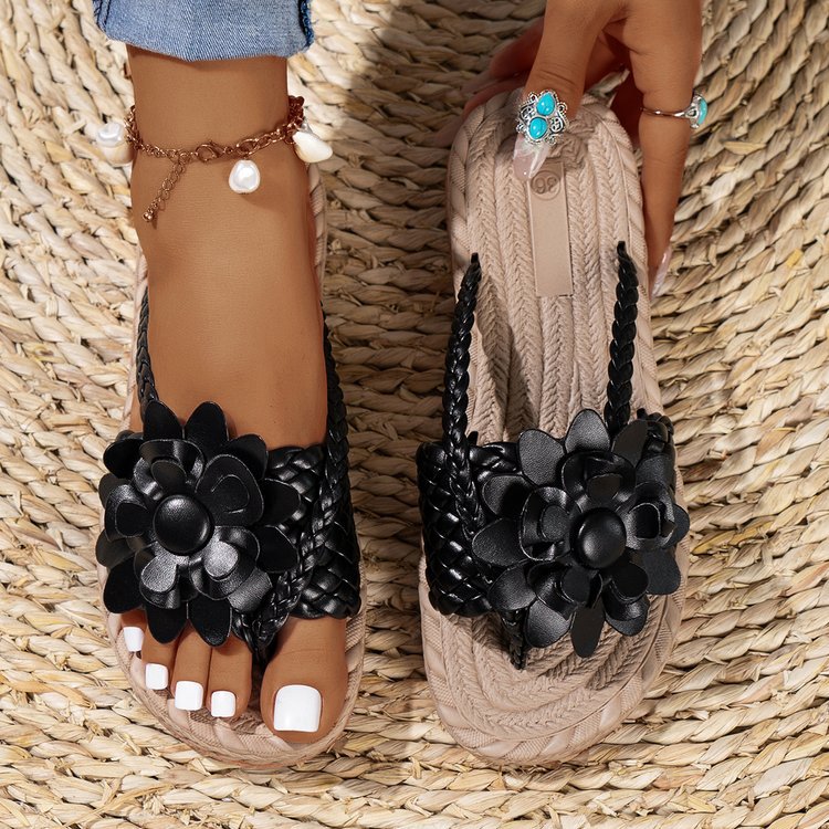 Damen Bunte Zehentrenner-Sandalen mit floralem Design EB