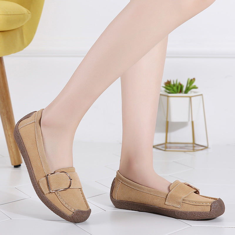 Damen Bequeme Mokassins mit eleganter Schnalle EB