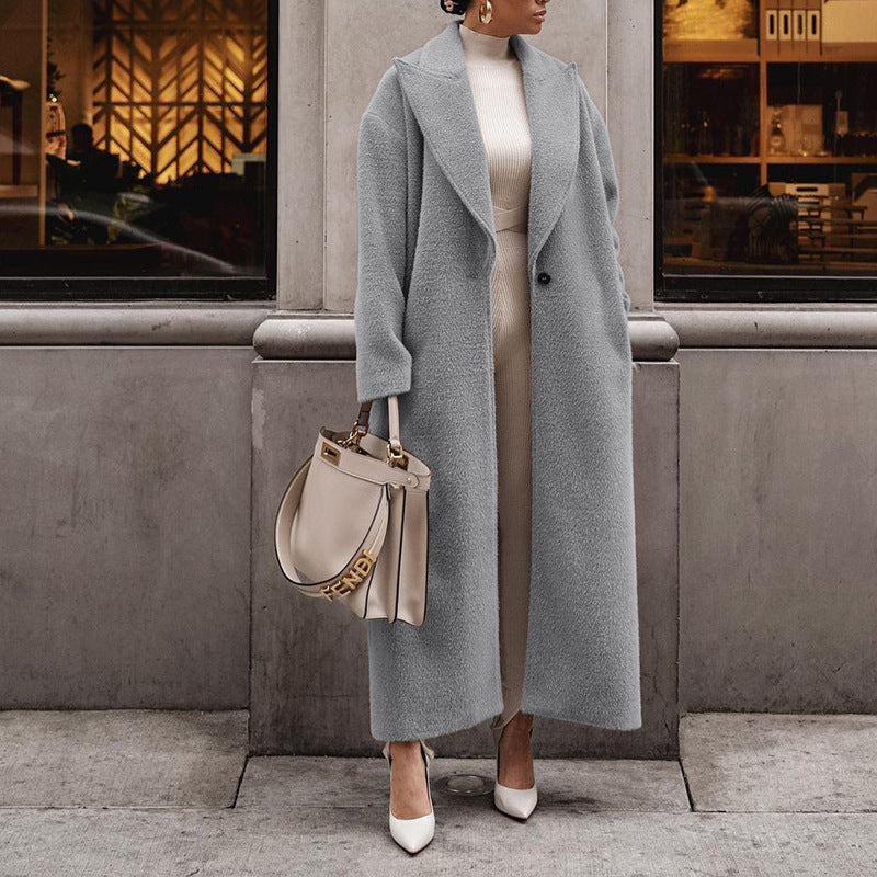 Damen Eleganter und warmer Wollmantel mit modernem Schnitt EB