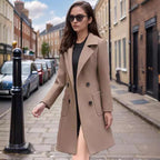 Damen eleganter Wollmantel mit doppelter Knopfreihe und praktischen Taschen EB