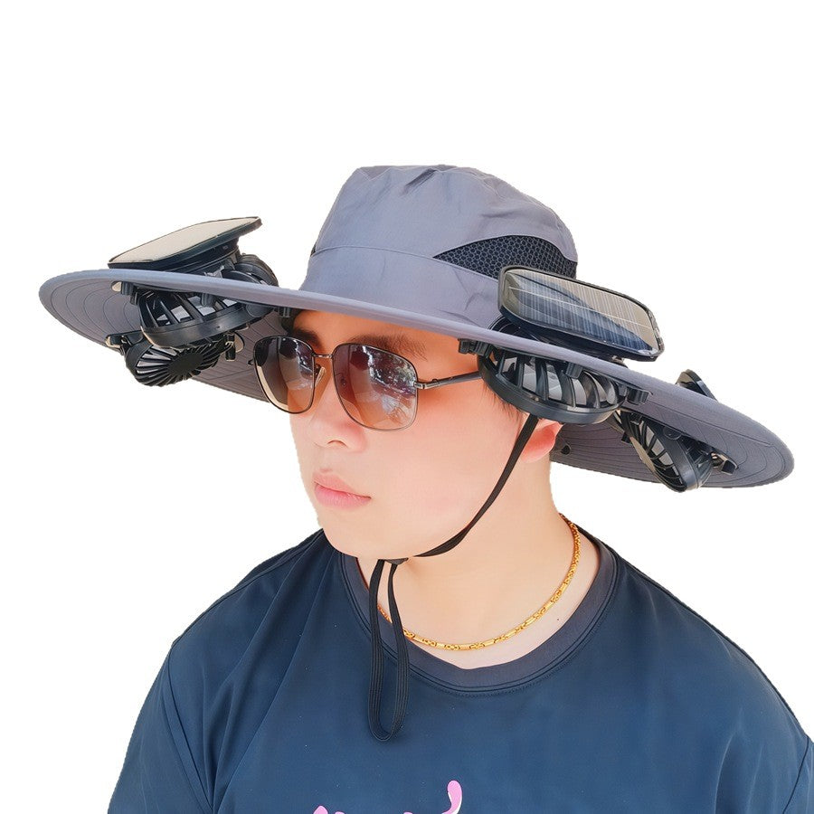 Sonnenhut mit abnehmbaren Solar-Ventilatoren
