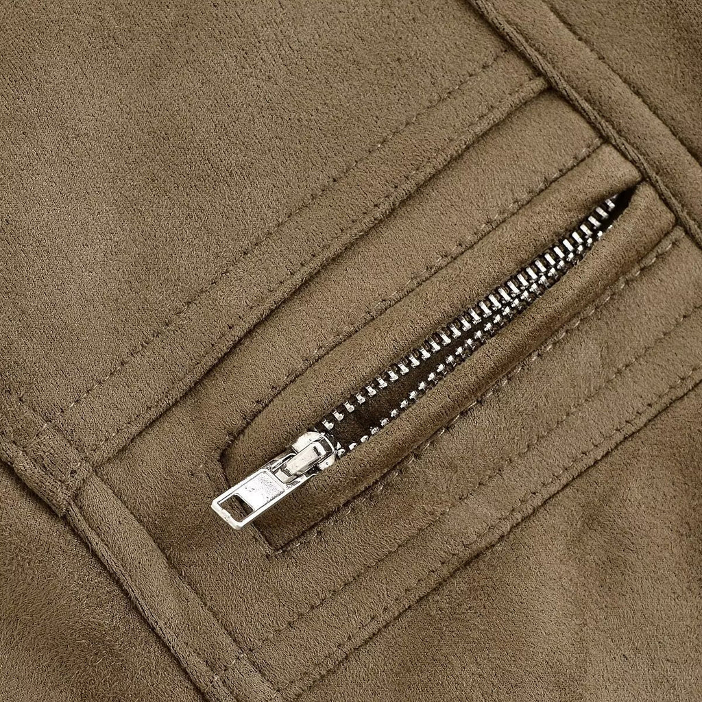 Damen Kunstleder Blousonjacke mit praktischen Taschen und elastischem Saum EB