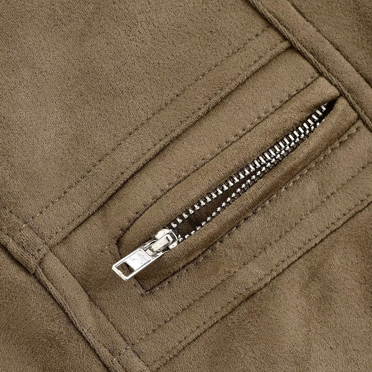 Damen Kunstleder Blousonjacke mit praktischen Taschen und elastischem Saum EB
