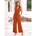 Damen Eleganter Jumpsuit mit taillierter Silhouette und V-Ausschnitt EB