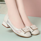 Damen elegante Ballerinas mit modischer Schnallenverzierung und atmungsaktivem Mesh-Einsatz EB