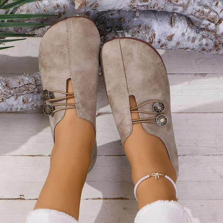 Damen komfortable Slipper mit modischen Knopfdetails EB