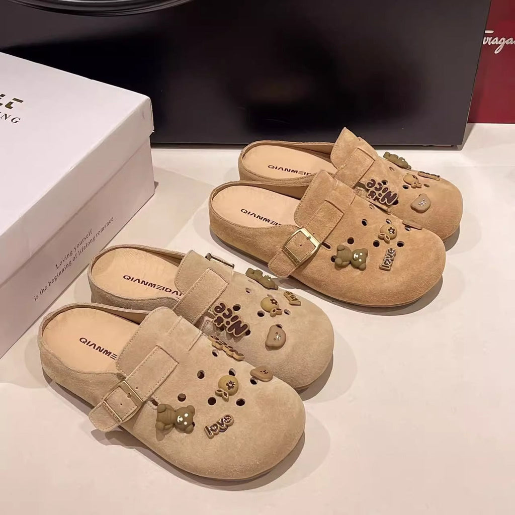 Damen Clogs mit modischem Riemendesign und verspieltem Dekor EB