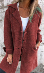 Damen kuscheliger Oversize-Mantel mit praktischen Taschen und elegantem Revers EB