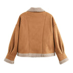 Damen Kuschelige Teddyjacke mit weitem Schnitt und eleganten Knopfdetails EB