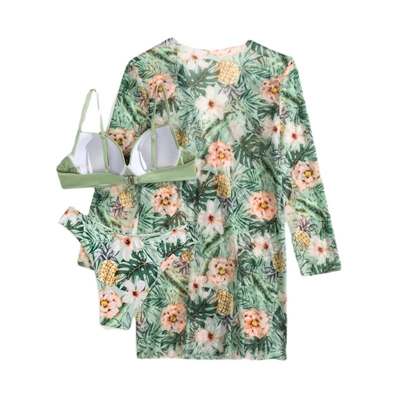 Damen Strandkimono mit tropischem Blattmuster EB
