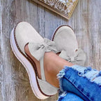 Damen bequeme Ballerinas mit Schleifendetail und rutschfester Sohle EB