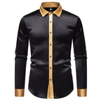Herren Elegantes Langarmhemd mit Satin-Details EB