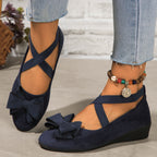Damen Ballerina-Schuhe mit verstellbaren Riemen und elegantem Schleifendetail EB