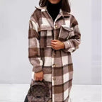 Damen Karierter Oversized-Hemd-Mantel mit praktischen Taschen EB
