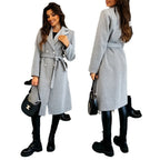 Damen Eleganter Trenchcoat mit asymmetrischem Schnitt und Gürtel EB