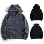 Damen Kapuzenjacke mit kreativen Ohren-Details und praktischem Reißverschluss EB