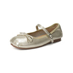 Damen Ballerinas mit modischem Schleifenakzent und elegantem Metallic-Finish EB