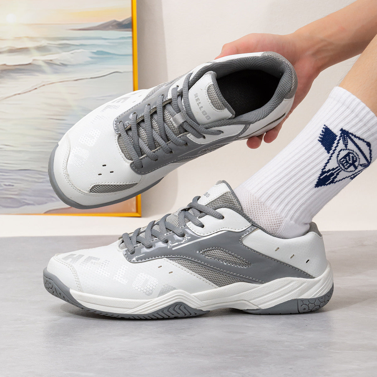 Unisex nan leichte atmungsaktive Indoor-Tennisschuhe mit stoßdämpfender Gummisohle EB