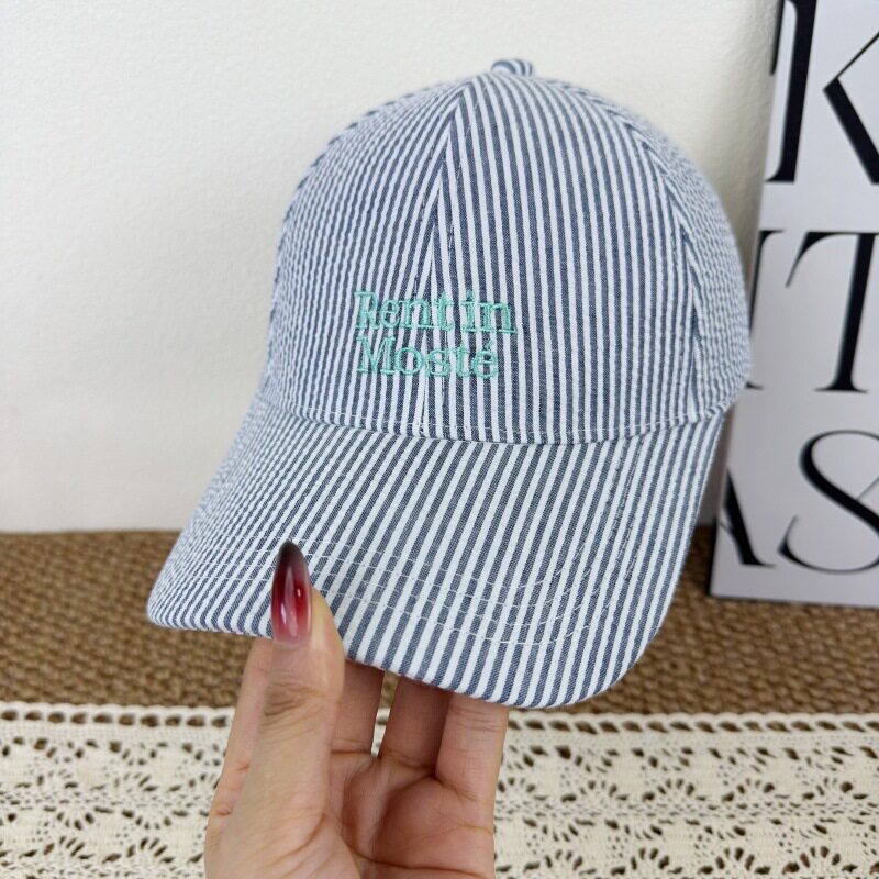 Gestreifte bestickte Damen-Baseballcap