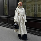Damen eleganter Mantel mit hohem Kragen und taillierbarem Gürtel EB