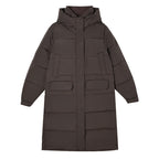 Damen Lange isolierte Winterjacke mit Kapuze und einzippbarem Kragen EB